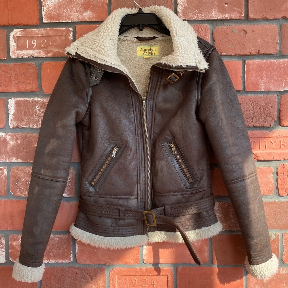 Brown Wool Lined Bomber Jacket
